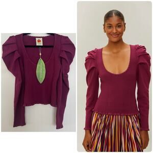Farm Rio Burgundy Knit Corset Top